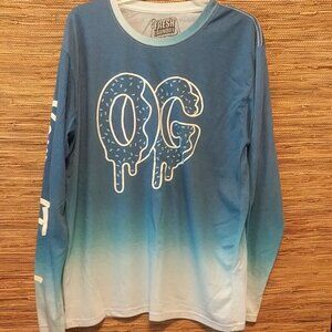 Fresh Laundry Blue Ombre Long Sleeve Tee Shirt - Size Large